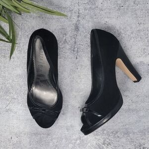 WHBM | Black Platform Peep Toe Heels Size 7.5